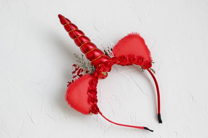 Christmas unicorn headband for girls and adults First Christmas animal ears crown Unicorn horn for unicorn party