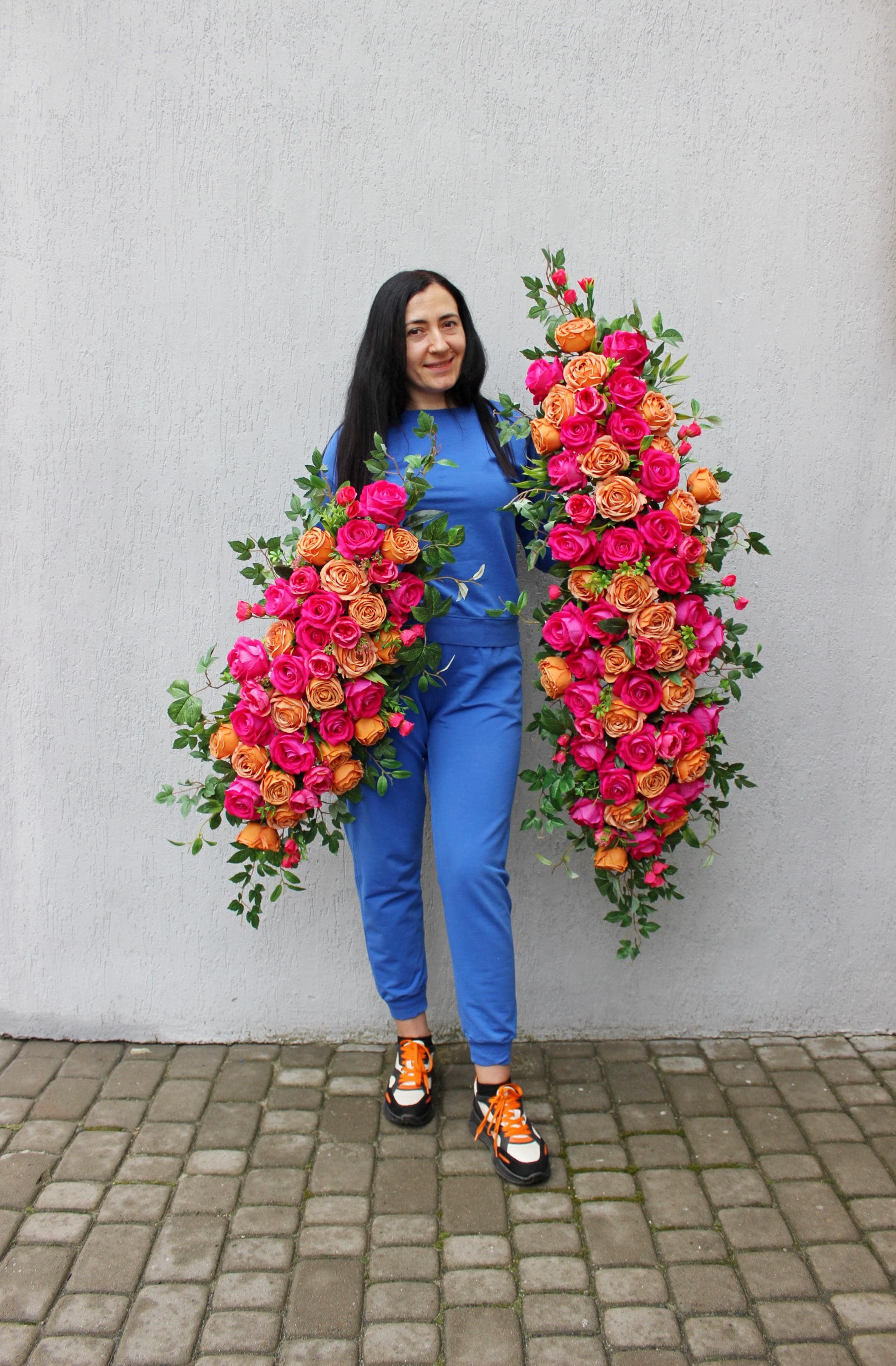 Hot Pink Orange Arch Swag Sunset Wedding Decor Colorful Arbor