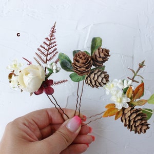 Cottagecore wedding hair pins, Woodland hair pins, Rustic wedding pins