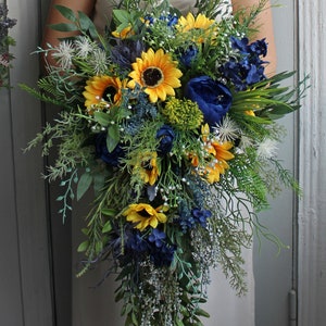 Sunflower navy bouquet, Fall wedding bouquet, Rustic wedding bouquet