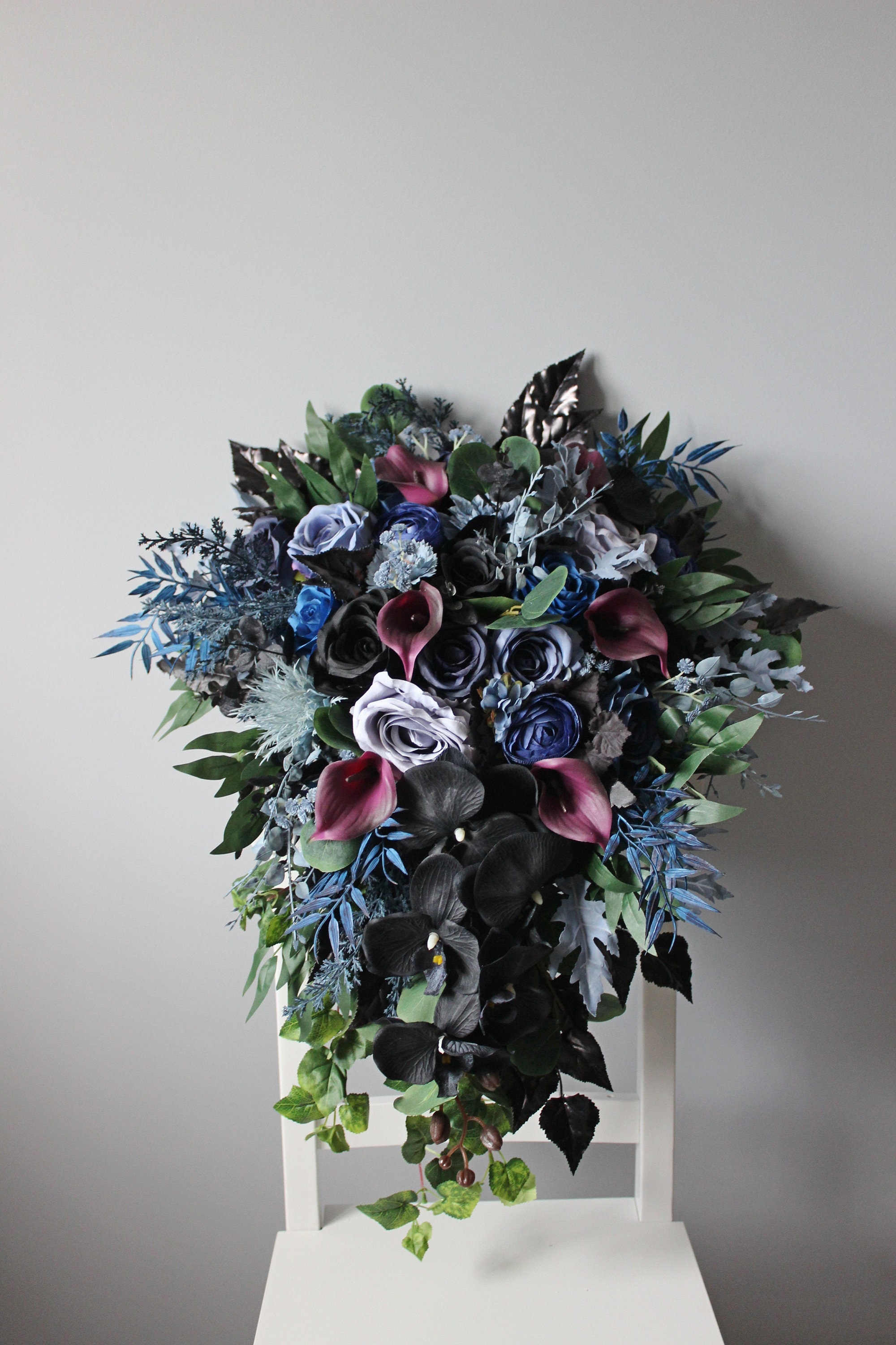 Deep Green Black Blue Plum Wedding Bouquet, Celestial Galaxy Bouquet,  Cascading Bouquet - Etsy, image size:2000x3000