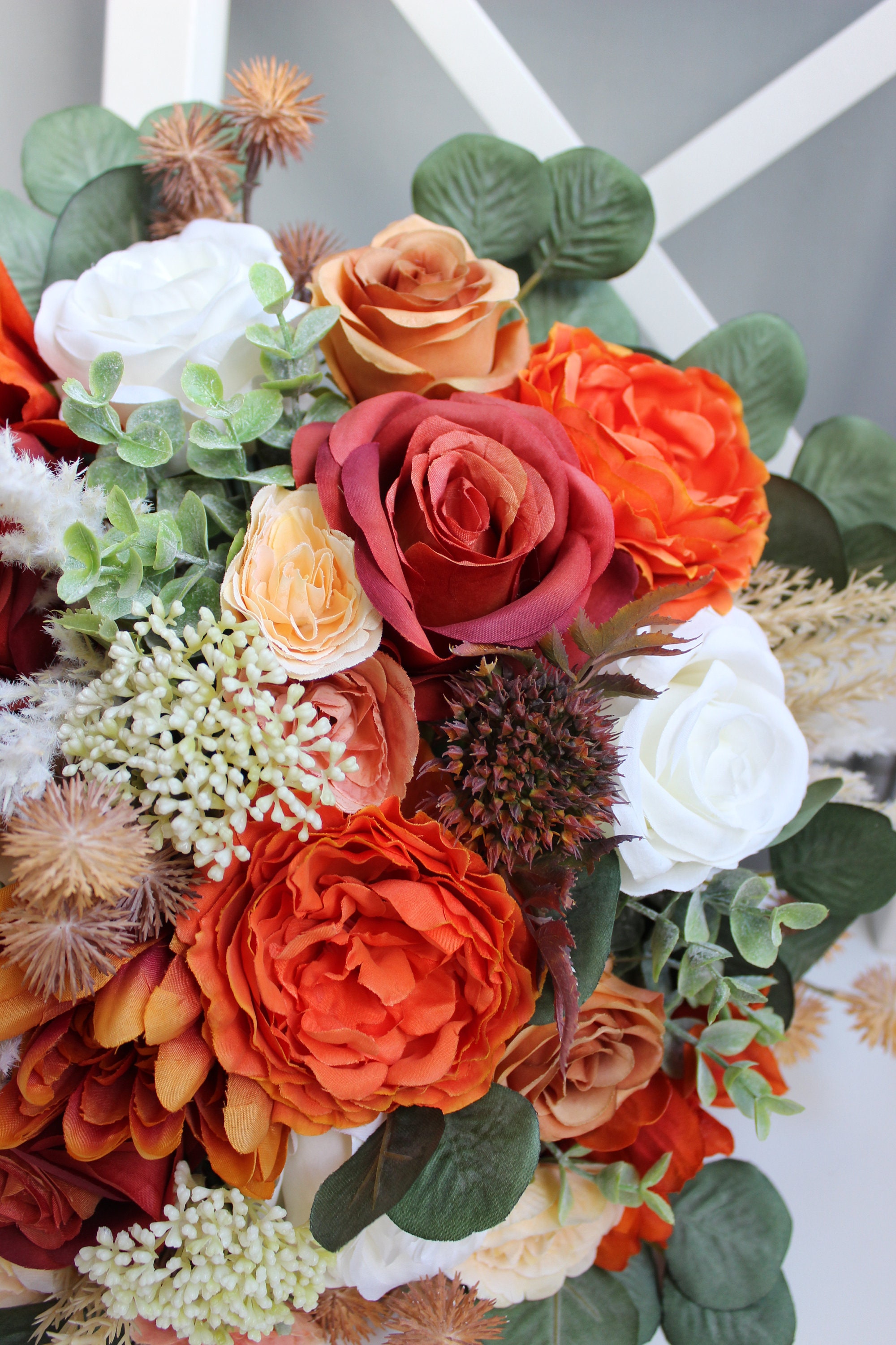Burnt orange rust bouquet Bridal silk flower bouquet Fall Etsy