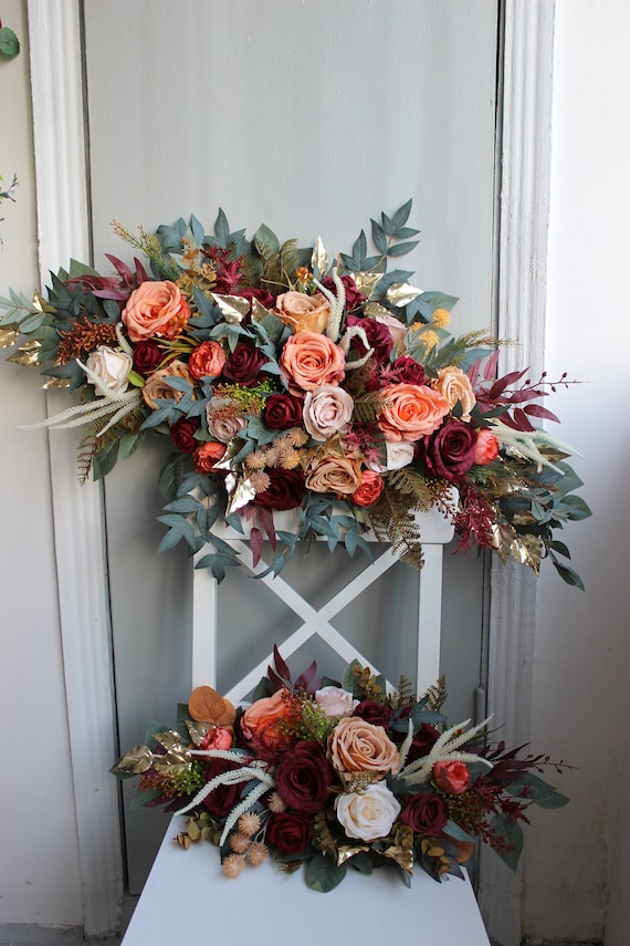 Light Rust Burgundy Arch Flowers Fall Wedding Arch Swag - Etsy