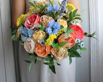 ウェディング　ブーケ　イエロー　カラフル イエロー フラワーブーケ ウエディングブーケ の通販 by ajg5's