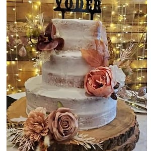 Rust brown ivory cake toppers, Desert wedding cake flowers, Wedding cake decorations
