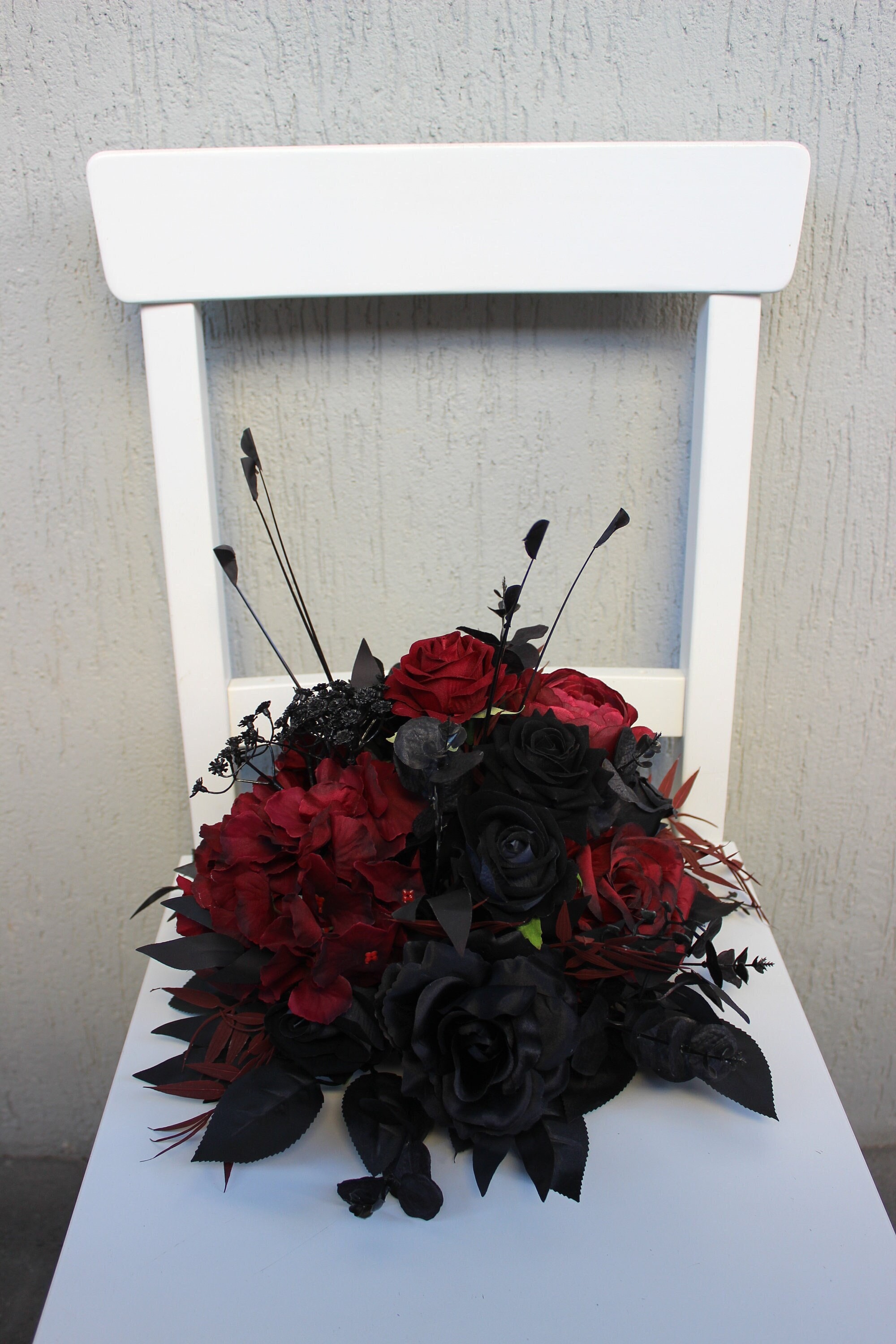 9 Rose Nere Artificiali In Seta – Mazzo Di Fiori Finti Per Centrotavola, Matrimonio, Regalo Romantico E Decorazione Casa/Ufficio - 3