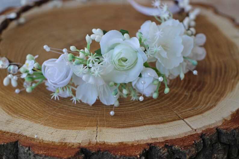 First communion wreath Flower girl crown White flower crown Etsy