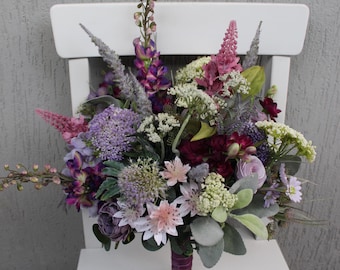 Wildblumen-Hochzeitsstrauß Lila Lavendelstrauß Rustikale Brautblumen