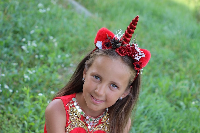 Christmas unicorn headband for girls and adults First Christmas animal ears crown Unicorn horn for unicorn party