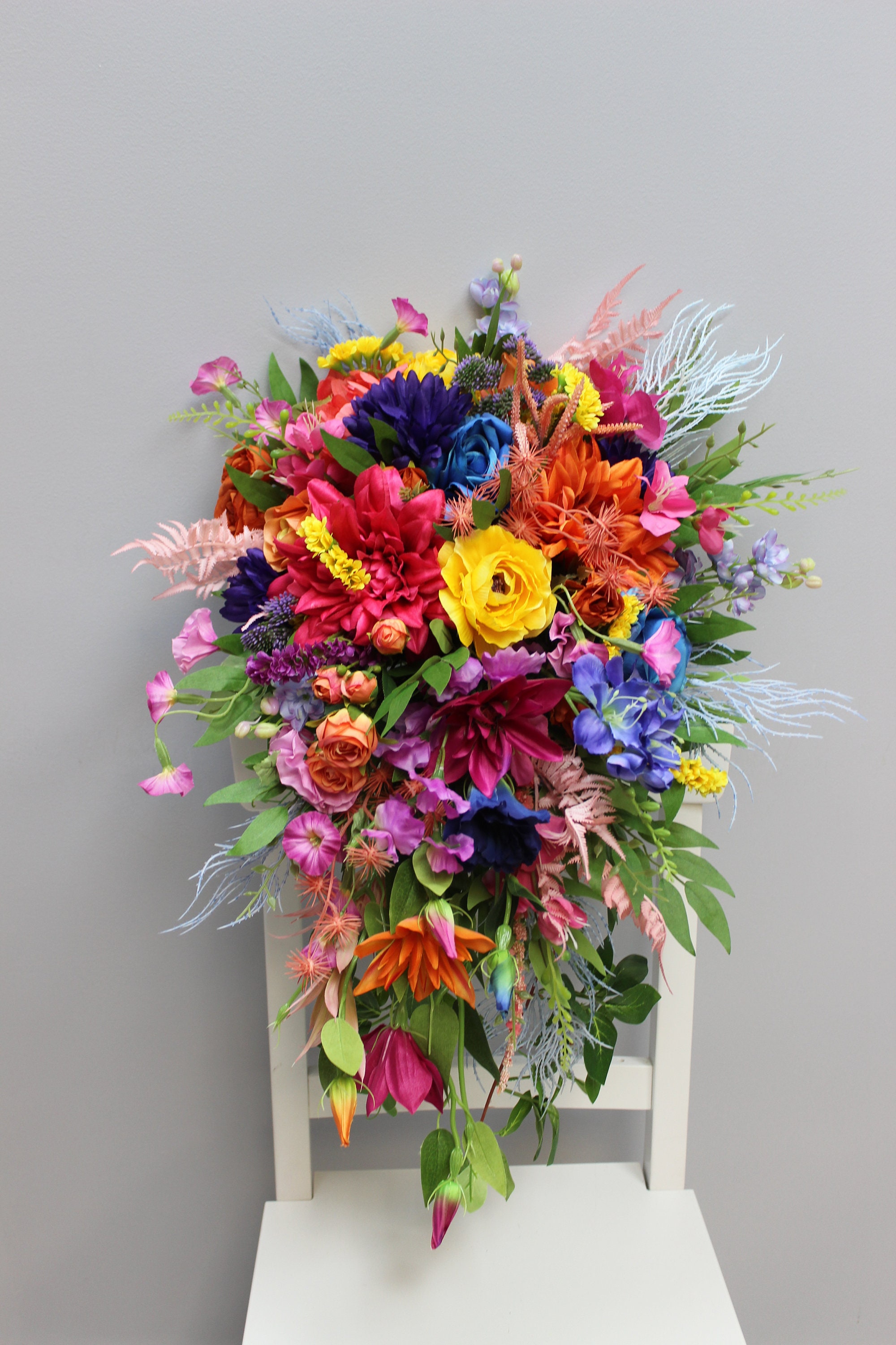 Set di fiori artificiali combinati, con foglie e steli sfusi e fiori artificiali, fai da te, per matrimoni, matrimoni, baby shower (lavanda e lilla