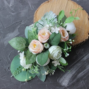 Weiß erröten Schulter Corsage, Eukalyptus Hochzeit Pin auf Corsage, Mann Schulter Boutonniere
