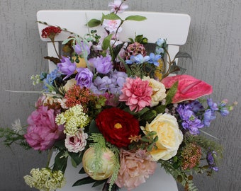 Colorful wildflower wedding bouquet, Bright bridal bouquet, Jewel tone bouquet