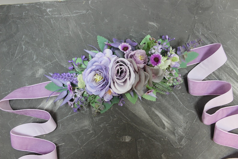 Purple special occasion belts and sashes - lavender floral belt sash