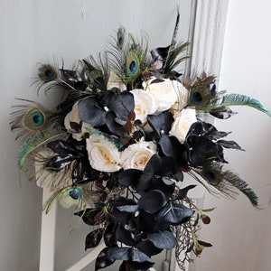 Black ivory bouquet, Gothic wedding bouquet, Halloween wedding bouquet