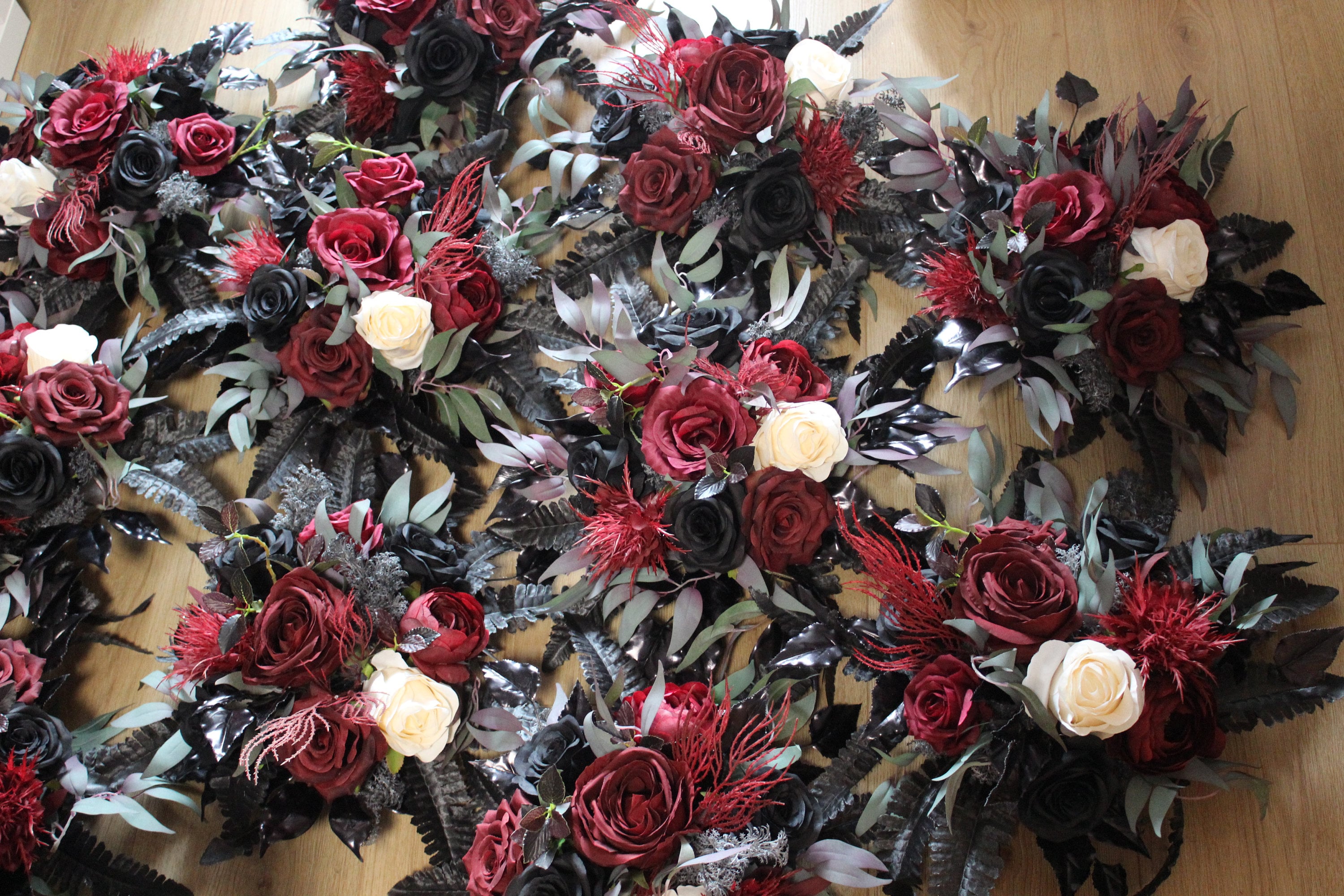 10 fiori di papavero artificiali neri da 32,9 cm, in poliuretano, rose
