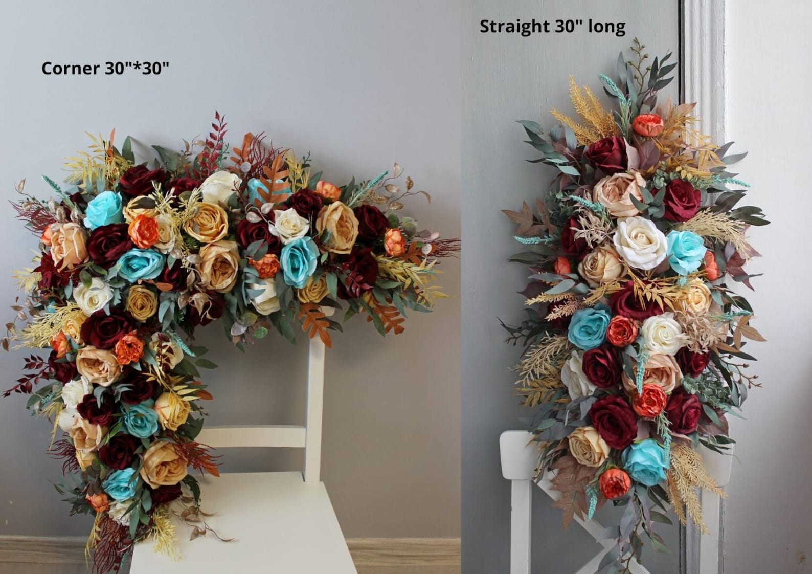 Rust Teal Burgundy Arch Swag, Wedding Arch Decor, Flower Arch Backdrop ...