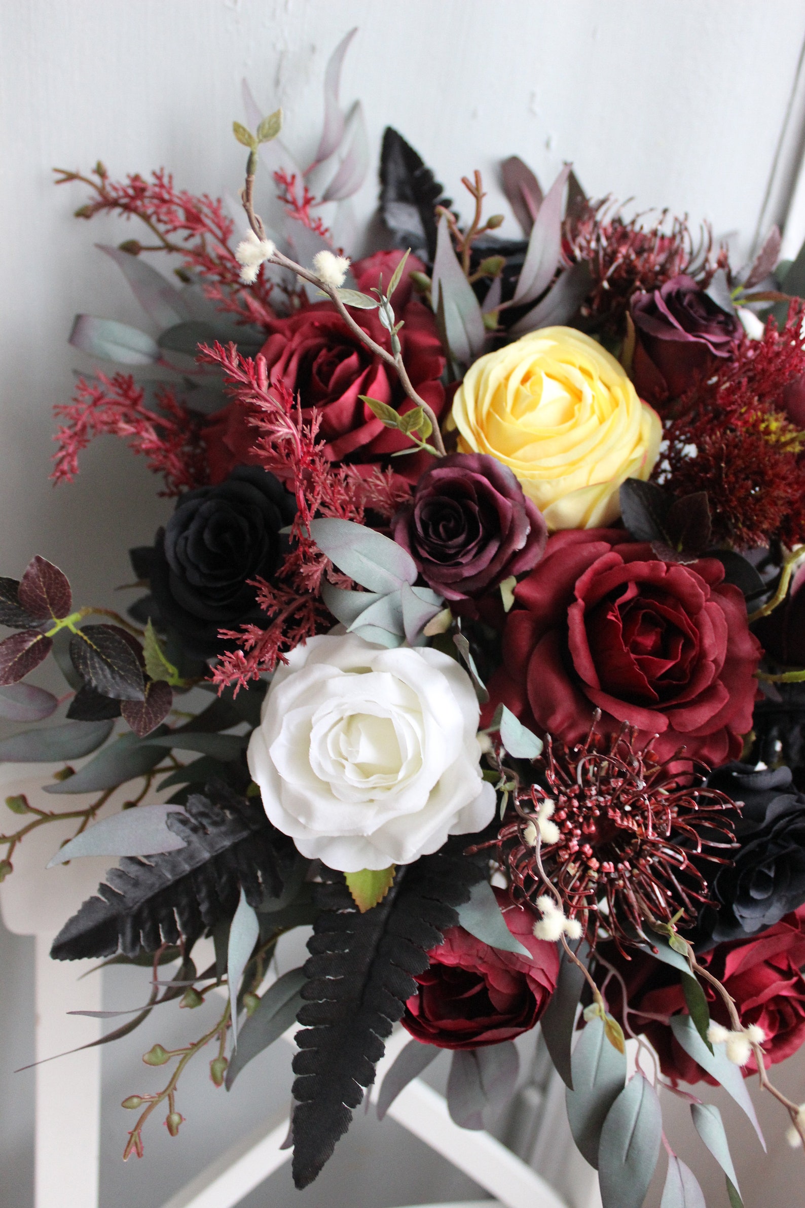 Burgundy black bouquet Gothic wedding bouquet Moody bouquet Etsy