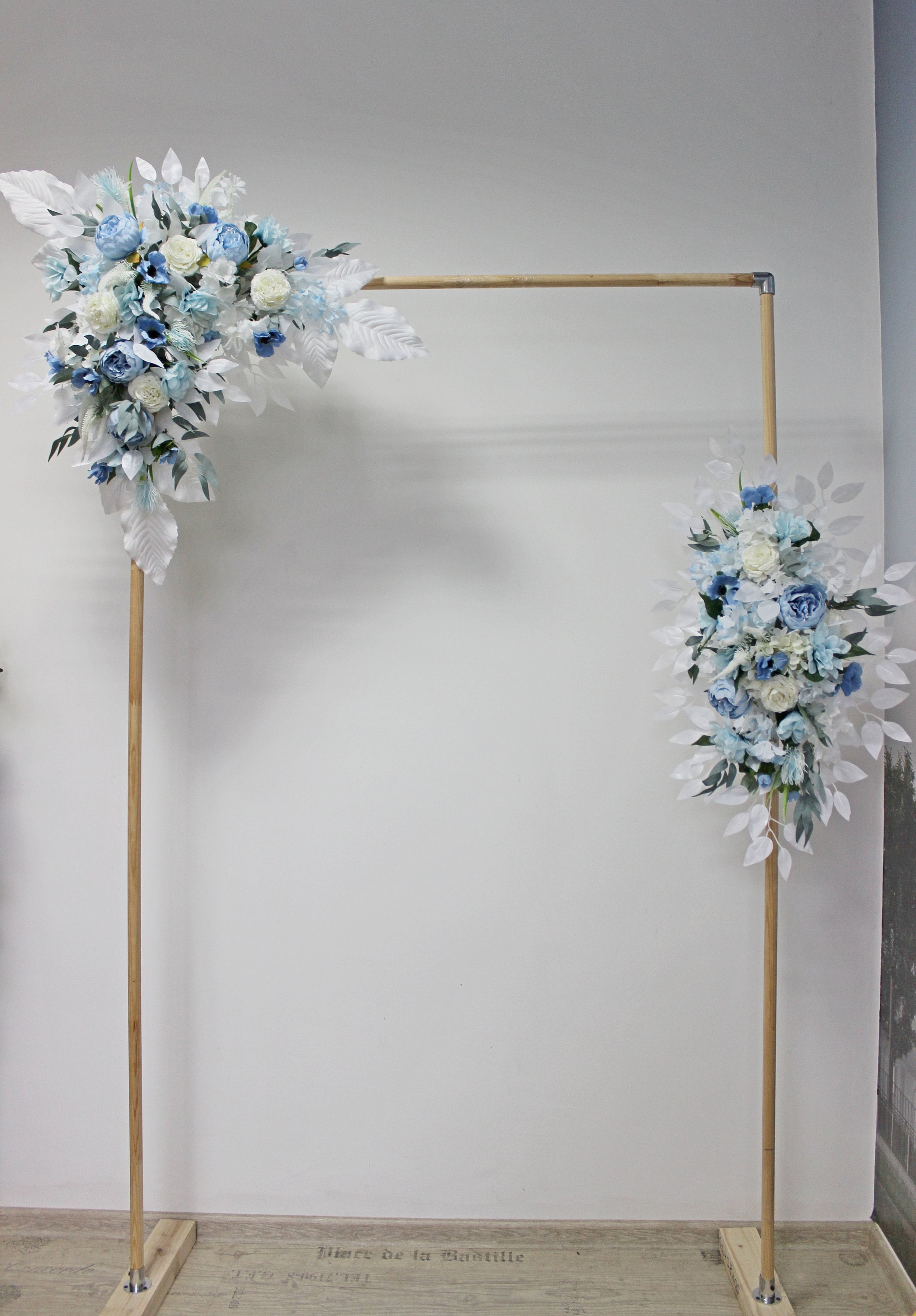 MISNODE Set 2 Ghirlande Fiori Artificiali Per Matrimonio - Blu Polveroso E Eucalipto Rustico