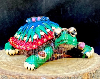 Beautiful Aztec Turtle Figure Statue Handmade Clay,handcraft Mayan