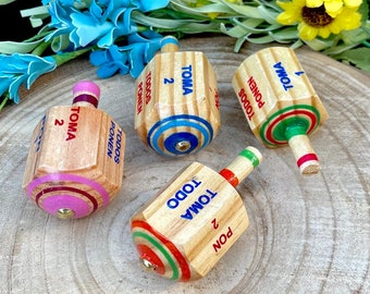 Toma Todo Kleines mexikanisches Holzspiel, Pirinola Madera, Fiesta Mexicana Brettspiele, Holz Pirinola Toma Uno, Mexikanisches Holz-Drehspiel KLEIN