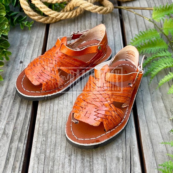 Kids Boys Mexican Leather Sandals , Children Handmade Huaraches Sandals , Huaraches Mexicanos Nino Baby Mexico Broche PACHUCOS OJ.