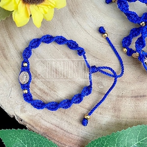 Mexican San Benito Woven Twist Bracelet,Adjustable Bracelet , Handmade braided Blue, Brazalete San Benito , Pulcera Tejido a Mano San Benito