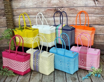 Medium Handwoven Tote Bag ,Handwoven Recycled Plastic Bag, Handmade Woven Purse , Bolsa Tejida a Mano de Plastico , Hecha en Mexico 2