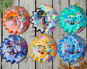 Hermoso plato decorativo de cerámica mexicana de eclipse de sol y