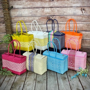 Mexican Medium Tote Plastic Bag Handwoven Recycled Plastic Bag Handmade Woven Purse Bolsa Tejida a Mano De Plastico hecha En Mexico Etsy