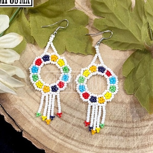 Mexican Rain Shakira Earrings ,Beaded Dangle earrings ,Colorful Bohemian Earrings ,Boho Earrings ,Handmade Earrings ,Aretes Mexicanos a Mano