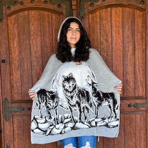 Mexican Hooded Poncho Aztec,Mexican Mañanita, Mexican Shawl hoodie, Warm Overcoat,Mexican Blanket Wrap,Poncho Azteca Mexicano,Pashmina Gorra