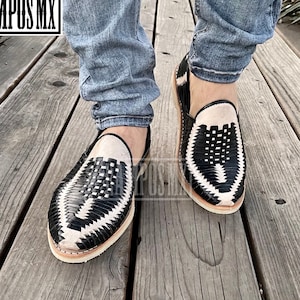 Mens Mexican Handmade Leather Sandals, Men Mexican Huaraches Mexicanos , Sandalias Piel para Hombre Mexico ,Huaraches Mexico PINAS NEGRO/tan