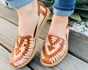 Sandales mexicaines pour femme, Sandales Huaraches en cuir faites main, Sandalias Huaraches Mexicanos, Chaussures mexicaines en cuir, Huarache Mujer 2TONOS