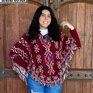 Mexican Poncho With Sleeves ,Mexican Mañanita,Mexican Shawl, Poncho Warm Overcoat , Mexican Sweater Blanquet wrap ,Poncho Mangas Mexicano