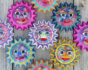 Beautiful Mexican Ceramic Decorative Sun plate, Hand-painted Sun Decor,Hand-paint Sun Decor Wall,Mexican Ornament Sun figure, Sol Mexico