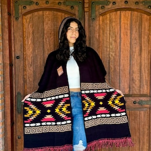 Traditional Mexican Poncho Blanket ,Mexican Cape Sweater  , Beautiful Overcoat , Super Soft Poncho , Reboso Mexicano ,Pashmina Capa Mexicana