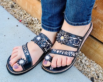 Sandales mexicaines pour femme, sandales Huaraches en cuir faites main, sandalias Huaraches Mexicanos, chaussures mexicaines en cuir, Huarache DEDO NEGRO/BLACK