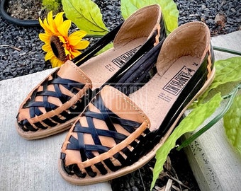 Womens Mexican Sandals, Handmade Leather Huaraches Sandals ,Sandalias  Huaraches Mexicanos ,Mexican Leather Shoes, Huarache TELARANAS NEGROS