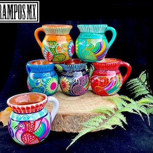 Beautiful Mexican Jarrito Mug Art , Handpainted Clay Pottery Floral Handcrafted Mug , Mexican Mug Hand Painted Mexican Coffee Tea Mugs,tazas