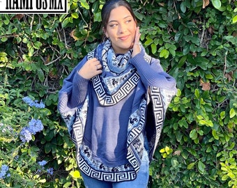 Mexican Poncho With Sleeves ,Mexican Mañanita,Mexican Shawl, Poncho Warm Overcoat , Mexican Sweater Blanquet wrap ,Poncho Mangas Mexicano