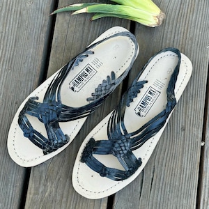 Mens Mexican Handmade Leather Sandals, Men Mexican Huaraches Mexicanos , Sandalias Piel Hombre Mexico ,Huaraches Mexico PACHUCO ARANA Negros