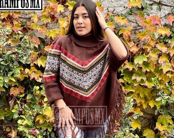 【在庫あり/即出荷可】 職人の技が光るメキシコのユニセックスポンチョ。袖付きメキシコ ジャケット・アウター