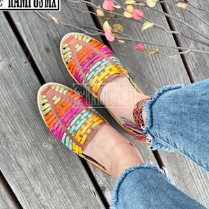 Womens Mexican Sandals, Handmade Leather Huaraches Sandals ,Sandalias Huaraches Mexicanos ,Mexican Leather Shoes, Huarache ESPANOLES COLORES