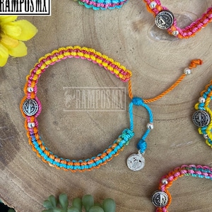 Mexican San Benito Woven Bracelet,Adjustable Bracelet , Handmade braided Rainbow Color,Brazalete San Benito , Pulcera Tejido a Mano Arcoíris