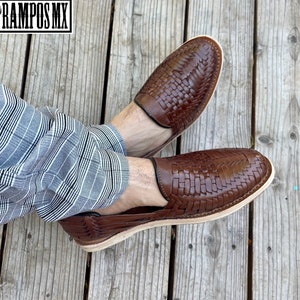 Mens Mexican Handmade Leather Sandals, Men Mexican Huaraches Mexicanos , Sandalias Piel para Hombre Mexico ,Huaraches PINAS CAFE / Brown