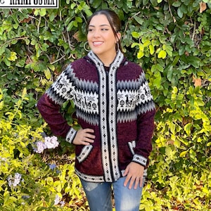 Mexican Hooded Sweater with Zipper ,Mexican Boho Sweater ,Mexican Sweater, Warm Sweater Overcoat ,Mexican Sweater,Sueter Mexicano con Cierre