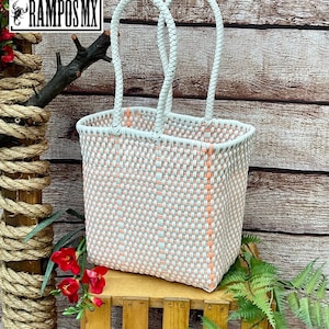 Mexican Handwoven Small Tote Bag ,Handwoven Recycled Plastic Bag, Handmade Woven Purse , Bolsa Tejida a Mano de Plastico , Hecha en Mexico