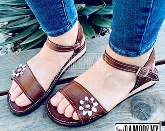 Womens Mexican Sandals,Handmade Leather Huaraches Sandals ,Sandalias Huaraches Mexicanos,Mexican Leather Shoes,Huarache ankle strap LAURITAS