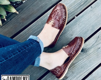 Womens Mexican Sandals, Handmade Leather Huaraches Sandals ,Sandalias Huaraches Mexicanos ,Mexican Leather Shoes, Huarache Mujer CAFE Cintas