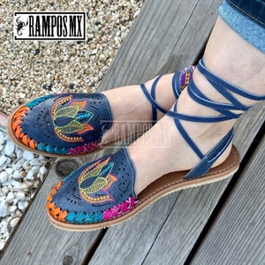 Womens Mexican Sandals,Handmade Leather Lace Up Sandals Huaraches,Sandalias Huaraches Mexicanos,Mexican leather Shoes ROMANO Lace-up TULIPAN